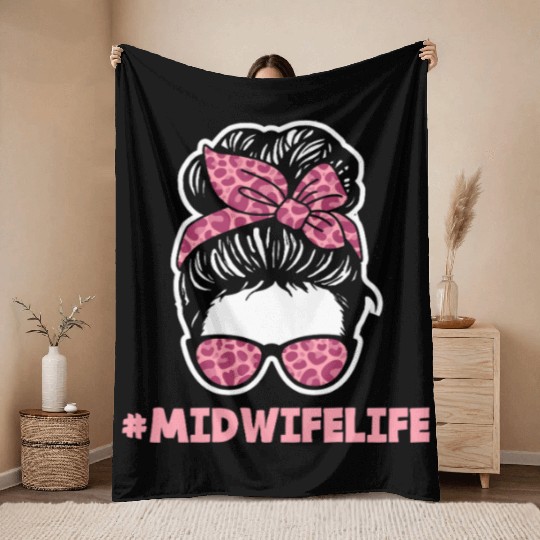 Midwife Life Leopard Print Style Throw Blankets