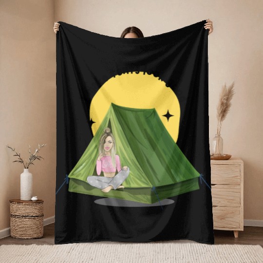 Camper Girl - I Make Tents Look Good Throw Blankets