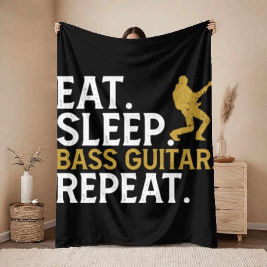 Eat Sleep Bass Guitar Repeat Throw Blankets