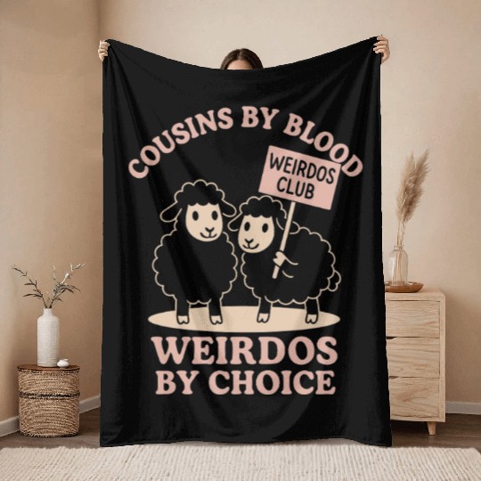 Funny Black Sheep Cousin Quirky Family Outcast Throw Blankets