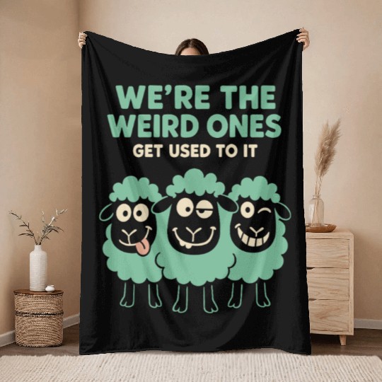 Funny Black Sheep Cousin Quirky Family Outcast Throw Blankets