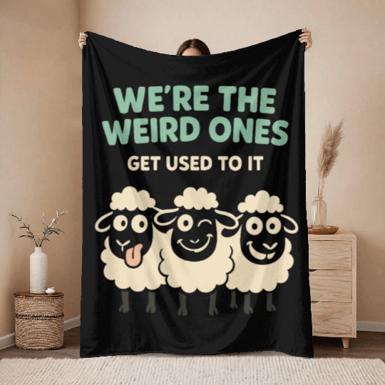 Funny Black Sheep Cousin Quirky Family Outcast Throw Blankets