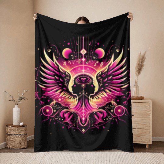 "Praise" Celestial Psychedelic Angel Throw Blankets