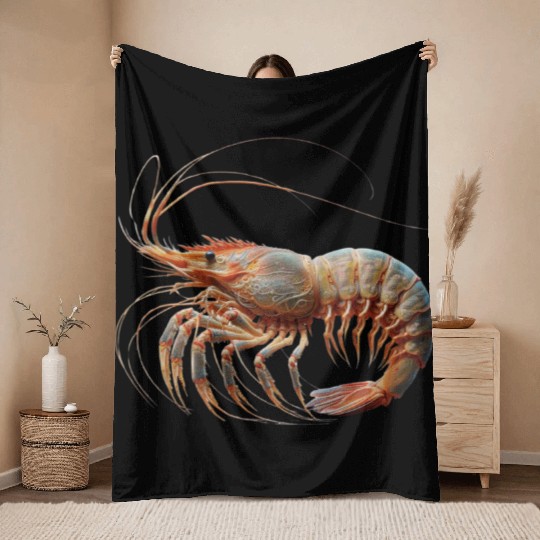 Ocean Elegance : The Grace of a Shrimp Throw Blankets
