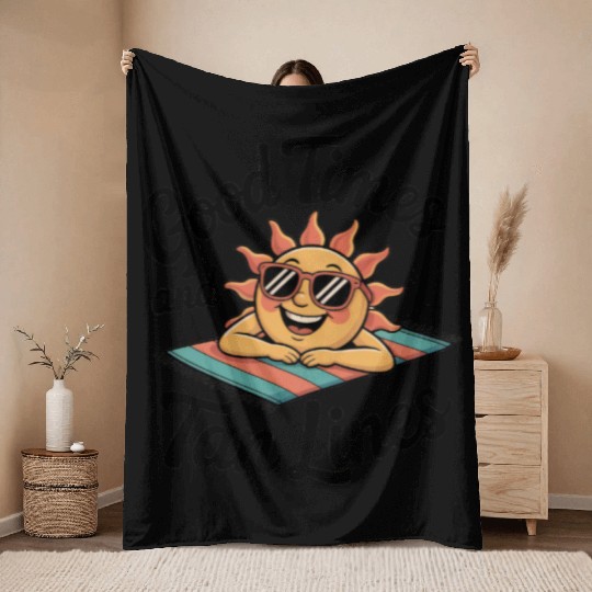 Sunshine Sunset Tan Lines Artwork Throw Blankets