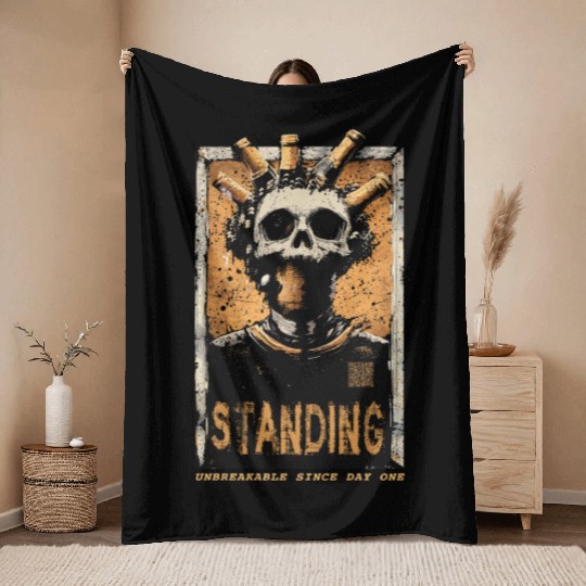 Corksy Standing The Rebel – QR Edition Throw Blankets