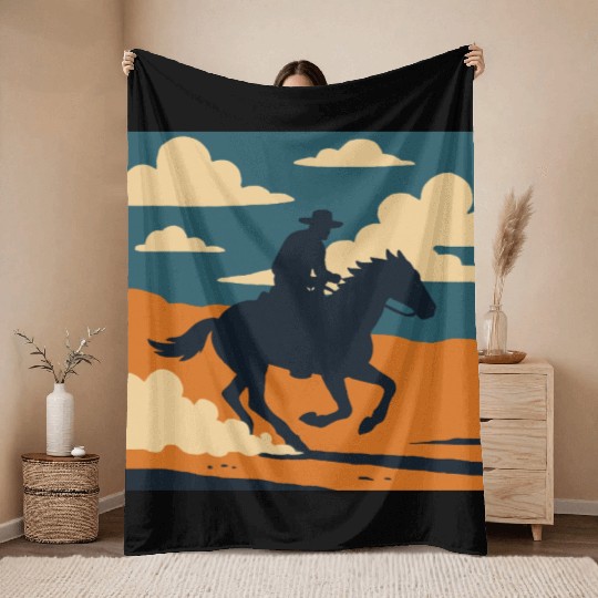 Wild West Cowboy Ride Throw Blankets
