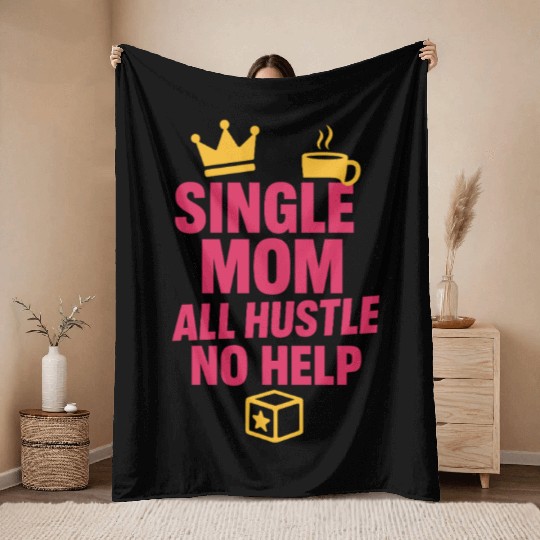 Single Mom Life Chaos Coordinator Wine Coffee Throw Blankets