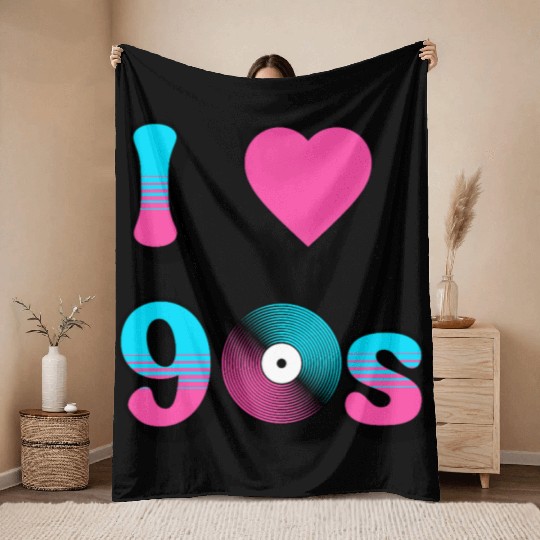 I Love The 90s Retro Nostalgia Throw Blankets
