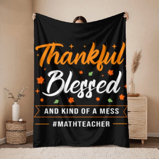 Thanksgiving Teacher Math Teacher Throw Blankets