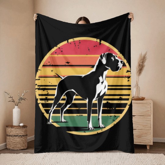 Retro Vintage Great Dane Dog Lover Gifts for Men Throw Blankets