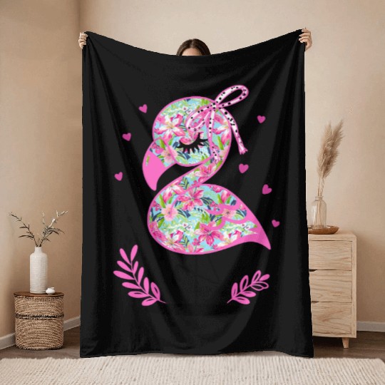 Tropical Flamingo Coquette Summer Throw Blankets