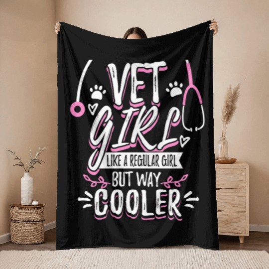Cool Vet Girl Gift For Veterinary Technicians Throw Blankets