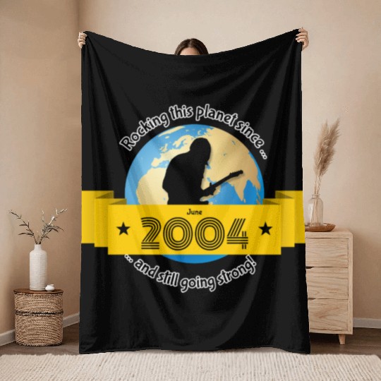 21st birthday Rocking this planet since 06/2004 Throw Blankets