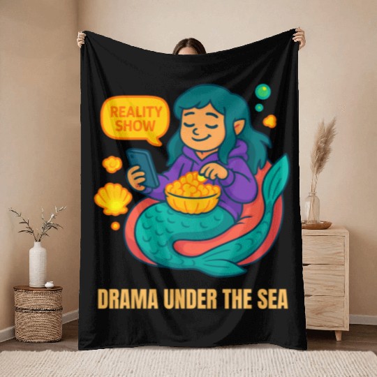 Drama Under the Sea Throw Blankets