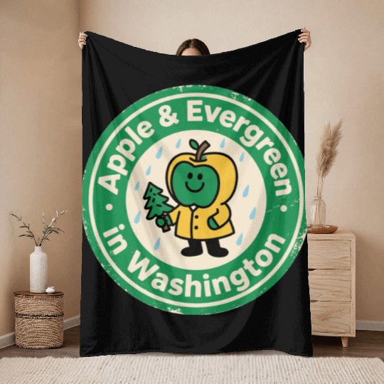 Pacific Northwest Charm Washington Vintage Apple Throw Blankets