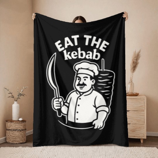 Eat the Kebab – Funny Doner Chef Throw Blankets