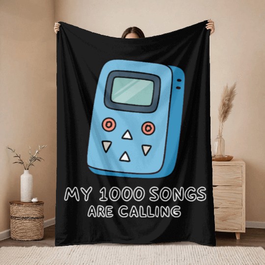 My 1000 Songs Calling MP3 Player 2000s Throw Blankets
