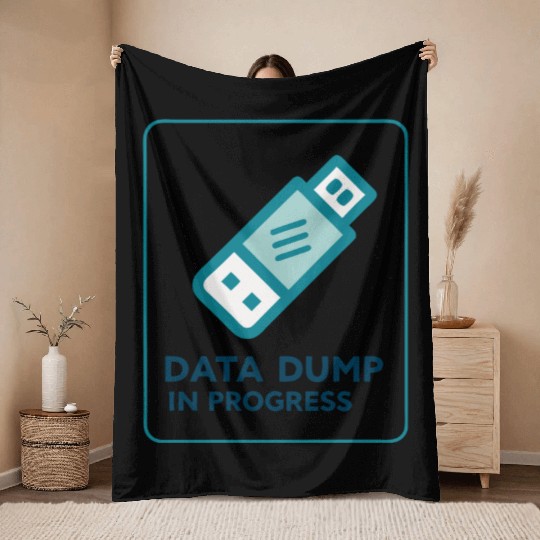 Data Dump In Progress USB Drive 2000s Throw Blankets