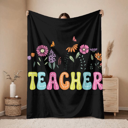 Teacher Flower Floral Dalmatian Dots Throw Blankets