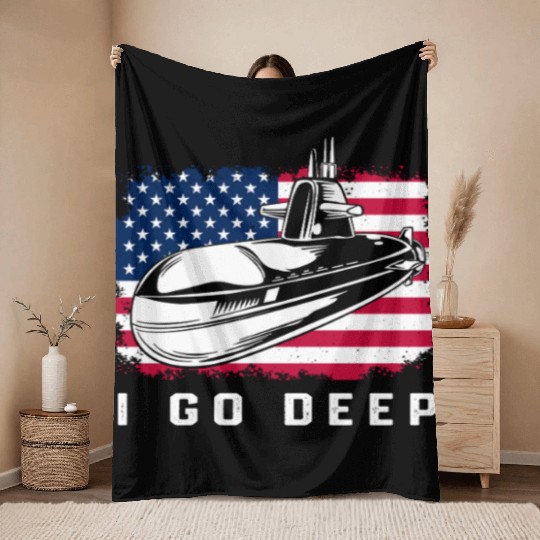 Patriotic American Submarine Veteran Throw Blankets