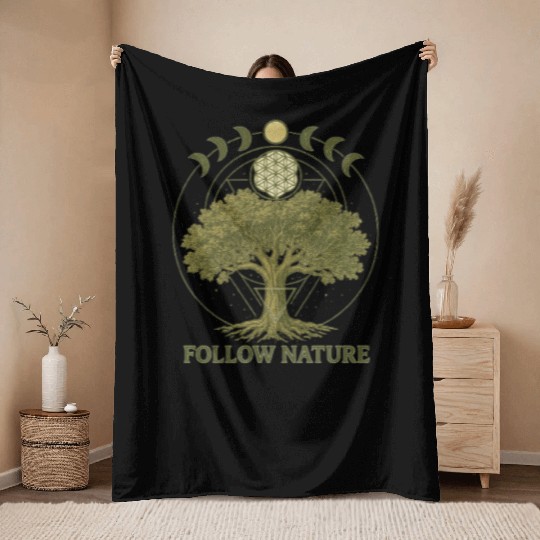 Follow Nature Tree of Life Throw Blankets