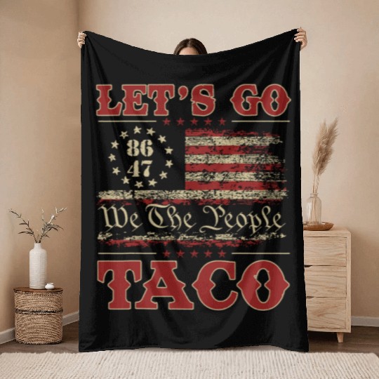 Let’s Go Taco American Flag Throw Blankets