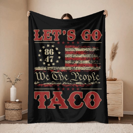 Let’s Go Taco American Flag Throw Blankets