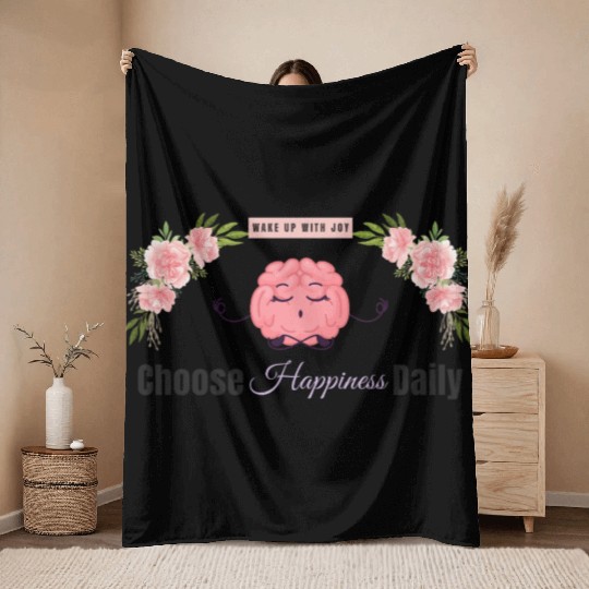 Choose Happiness Brain Zen - Therapist Wellness Throw Blankets