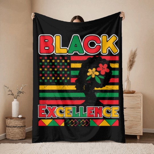 Black Pride Black Excellence Juneteenth Throw Blankets