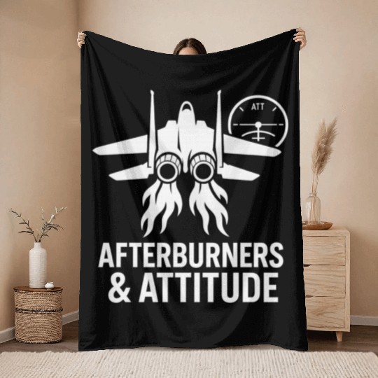 Afterburners and Attitude air force pilot Throw Blankets