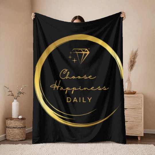 Choose Happiness Luxury Design - Gold Empowerment Throw Blankets