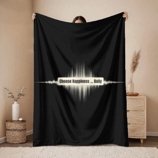 Choose Happiness Soundwave - Music Therapy Gift Throw Blankets