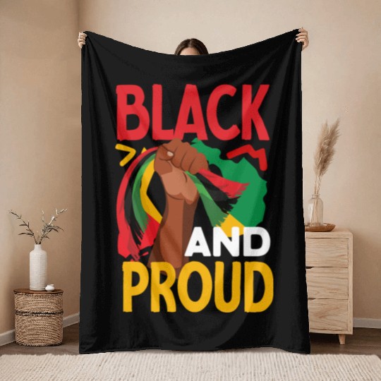 Juneteenth Black And Proud Throw Blankets