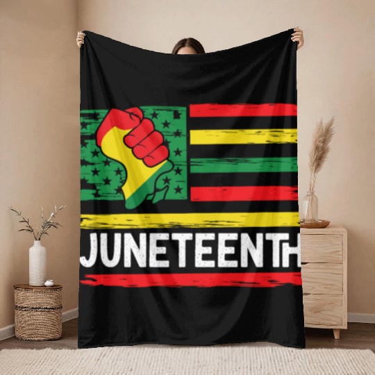 Freedom Day Juneteenth Black And Proud Throw Blankets
