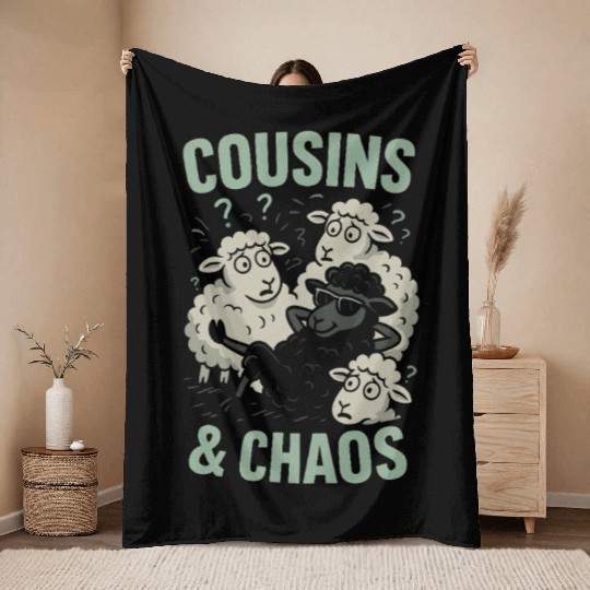 Funny Black Sheep Cousin Quirky Family Outcast Throw Blankets