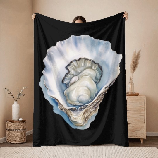 Watercolor Oyster Shell Throw Blankets
