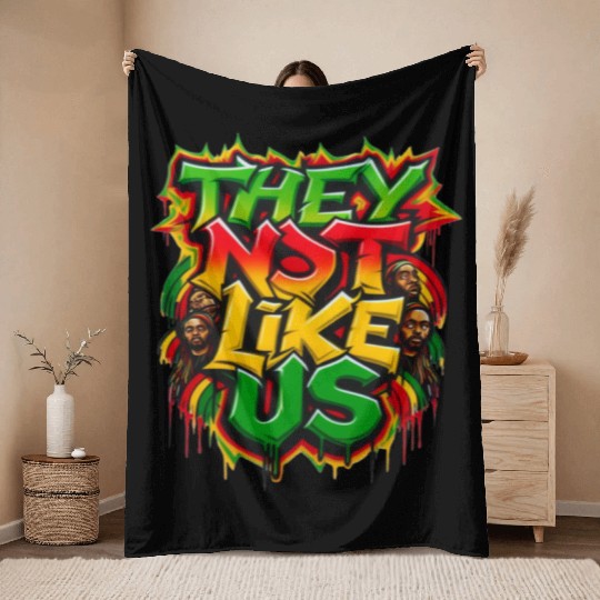 They Not Like Us Black History Month Throw Blankets