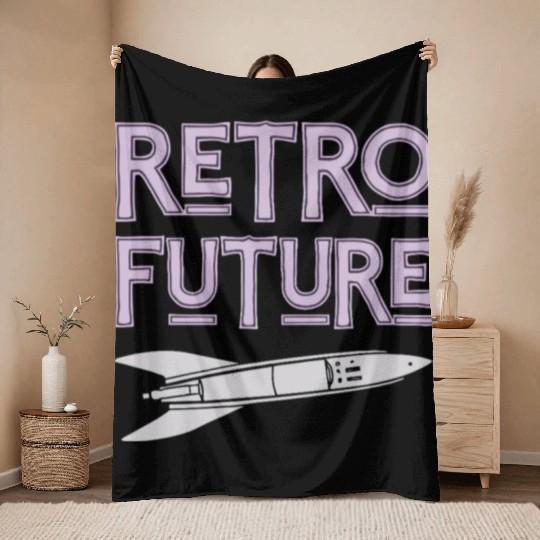 Retro Future Rocket Nostalgia Throw Blankets