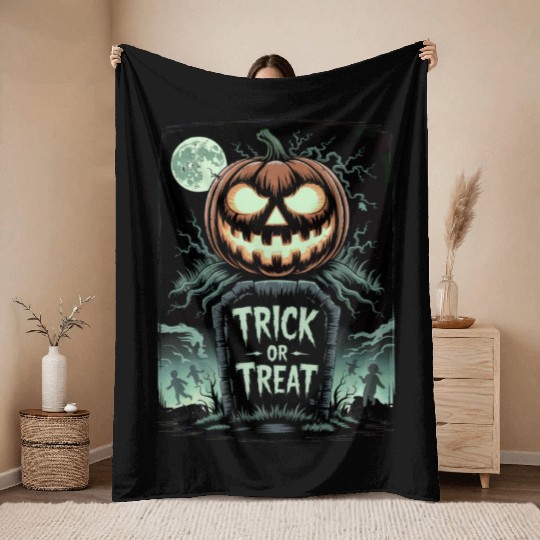 Halloween Horror Scary Thriller Trick Or Treat Throw Blankets