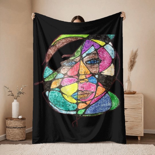 Vivid Spectrum Visage Throw Blankets