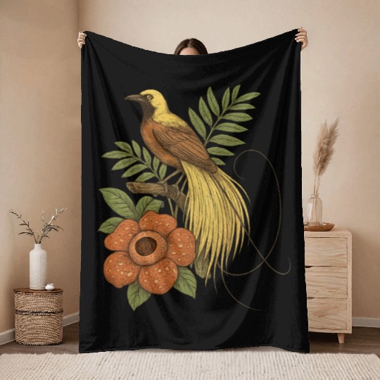 Bird of Paradise Rafflesia Throw Blankets