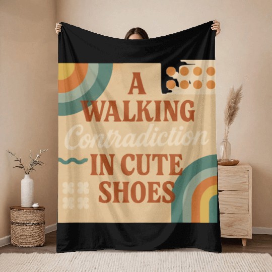 A Walking Contradiction in Cute Shoes - Retro Throw Blankets