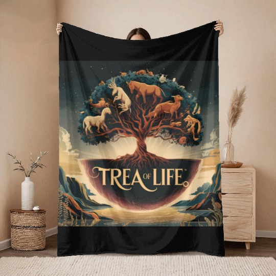 Sacred Tree of Life Throw Blankets