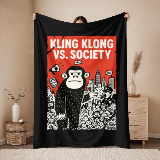 Kling Klong vs. Society – Protest Ape Throw Blankets
