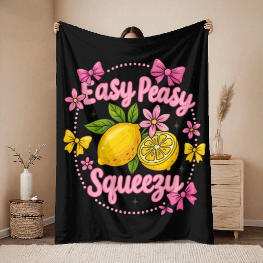 Preppy Lemon Summer Lemon Coquette Throw Blankets