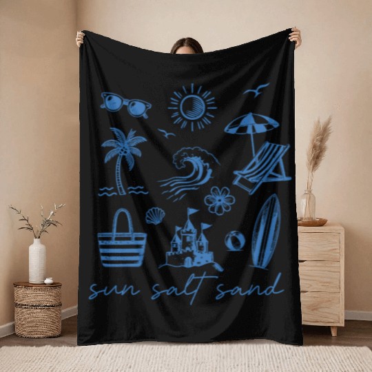 Beach Vacation Sun Salt Sand Throw Blankets