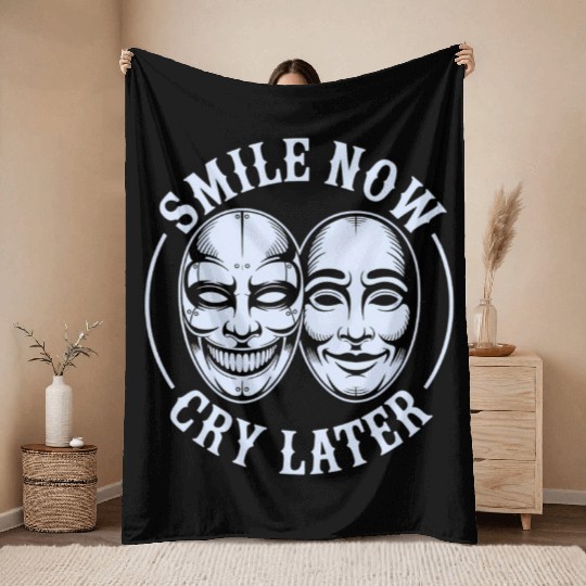 Smile Now Cry Later Ink Throw Blankets