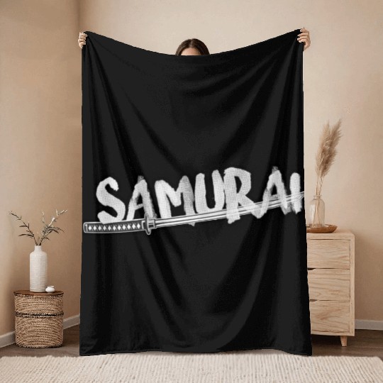 Samurai katana Throw Blankets