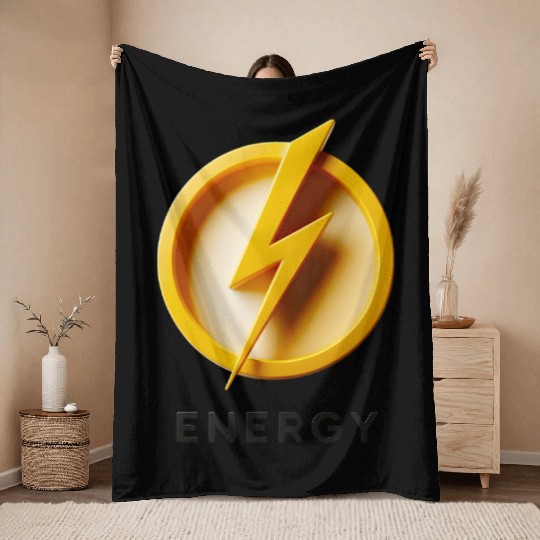 Minimalist Energy Lightning Bolt Cap Design Throw Blankets